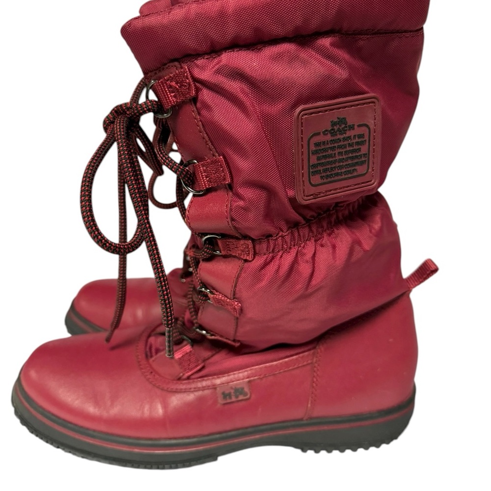 Coach Sage Burgundy Winter Snow Boots 7.5B - Picture 3 of 9